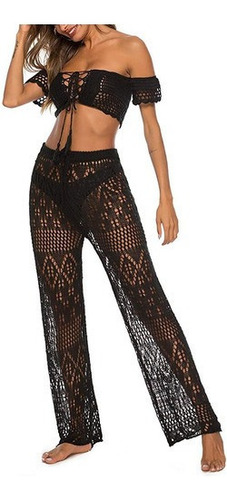 Pantalones Para Cubrir El Bikini Crochet Net Hollow Out Beac