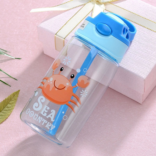 480ml Vaso Portátil Para Niños Con Estamoado De Ballena Celeste Cangrejo