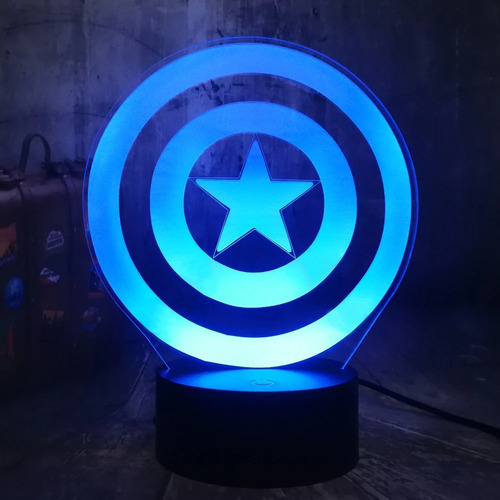 Lámpara Led Escudo Capitán América Marvel Velador Rgb Táctil