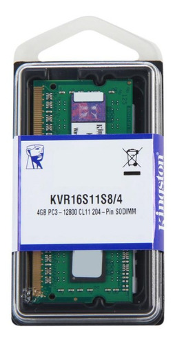 Memoria Notebook Kingston 4gb 204-pin Ddr3 Sodimm Ddr3 1600 