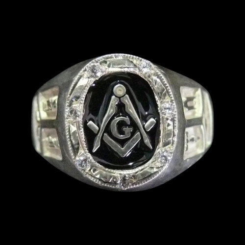 Anillo Masonico Maestro. Zirconias-plata | Artemasonico.com