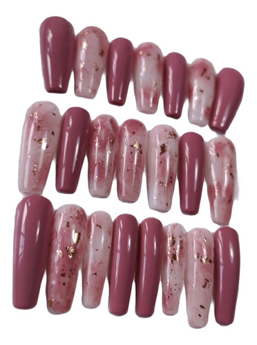 Press On Nails De Lujo - Set Rosa Romantico -22 Piezas