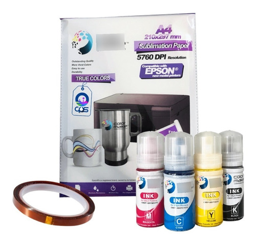 Kit Para Sublimar Papel, Tinta Y Cinta Térmica Color Make