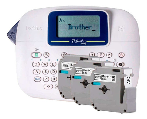 Rotulador Brother Pt-m95wt + 03 Fita Mk231 M-k231 Cor Branco