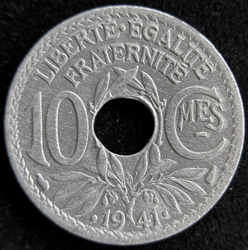 Francia, Estado De Vichy, 10 Centimes, 1941. Il Guerra. Xf++