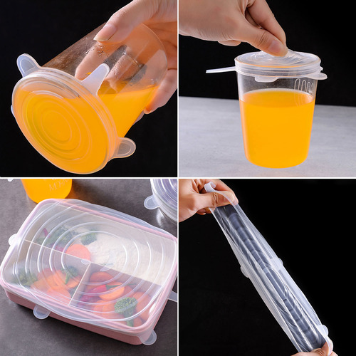 Paquete De 6 Tapas Elásticas De Silicona, Funda Reutilizable