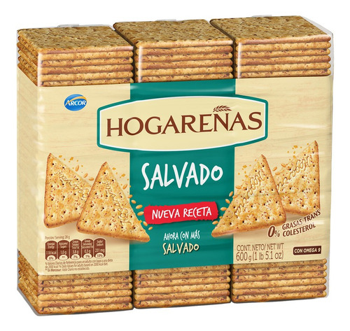 Hogareñas Salvado Galletitas Pack 3 X 600 Gr