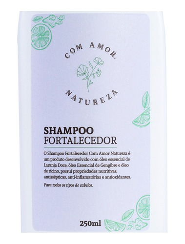Shampoo Fortalecedor Natural 250ml | Aloe Vera E Gengibre