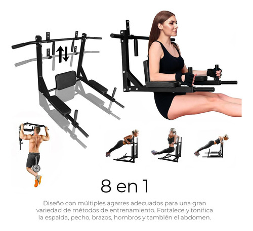 Gym Barra Para Dominadas Ejercicio 8 En 1 Uso Rudo 400kg