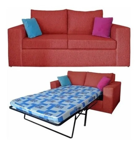 Sofa Cama 2 Plazas En Chenille + Mecanismo Muebles Oasis