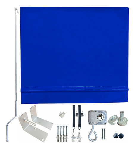 Toldo Retrátil Cortina 2,91 X 2,90 Kit Sem Tubos Cor Azul