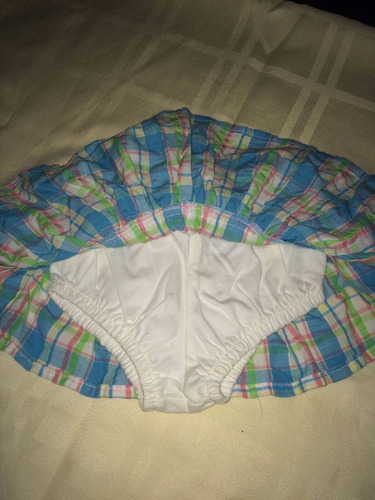 Imagen 2 de 4 de Falda Short Cuadritos 6 A 9 Meses Baby Okie Dokie