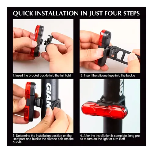 Luz Trasera Stop Led Roja 360° Bicicleta Recargable Usb