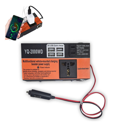 Inversor De Voltaje Auto Convertidor Corriente 200w 12v-220v