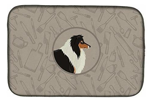 Caroline's Treasures Ck2179ddm Collie In The Kitchen Dish D