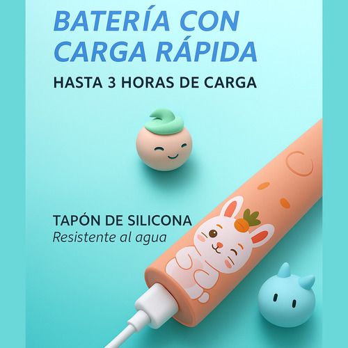 Cepillo Dientes Infantil Rosa Recargable X5 Cabezales Extra