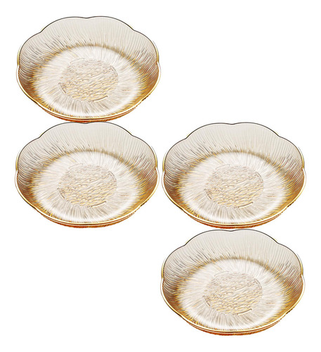 Plato De Fruta, Plato De Postre, Redondo, 4 Oro Transparente