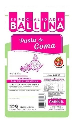 Pasta De Goma X 500gr Ballina - La Botica Del Pastelero