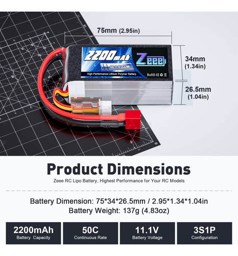 Batería Lipo 2200 Mah 11.1 V 50 C Para Rc Coche Y Dron