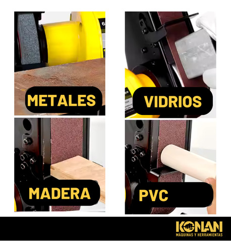 Amoladora De Banco Con Lijadora De Banda 250w Konan 150mm