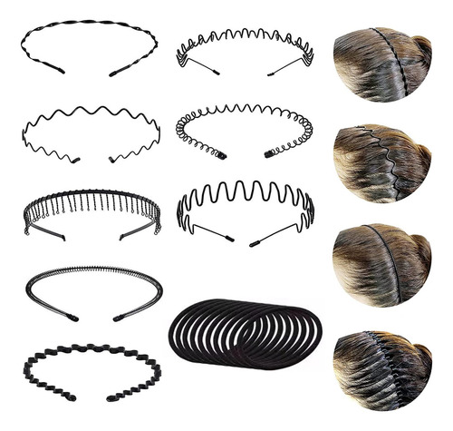 Yuakuod De Metal, 8 Pcs Ondulada Deportes Cabello Aro, Unise