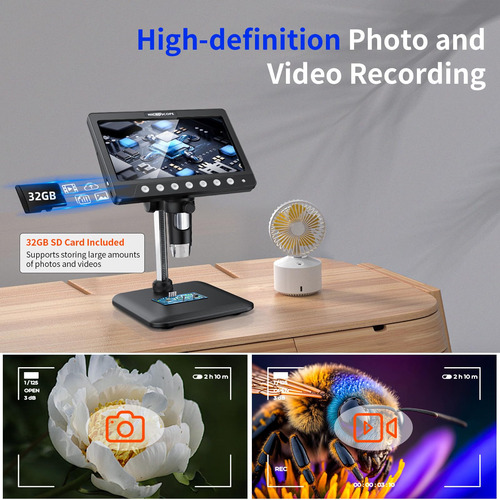 Microscópio Digital Winwend 1200x Com Tela Ips Hd De 7 De 3