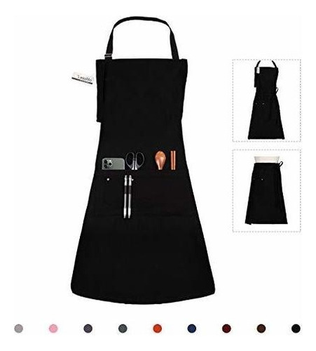 Lessmo Bib Apron, Canvas Cotton Cooking Aprons For Wome