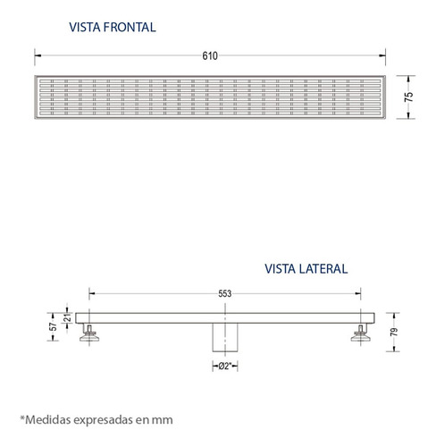 Rejilla Rectangular Standar 610 X 75