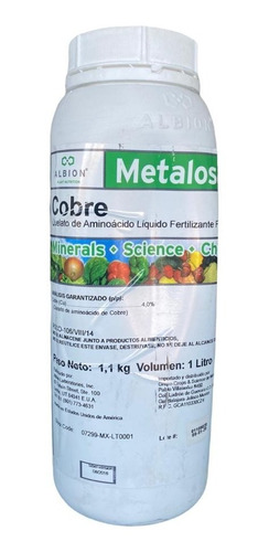 Metalosate Quelato Cobre Fertilizante Albion 1 Litro