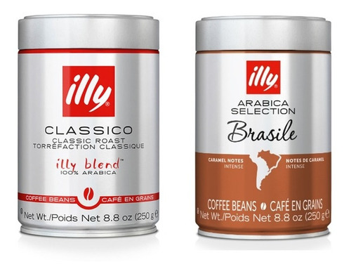 Illy Cafe Grano Clasico 250g + Arabica Brasil 250g