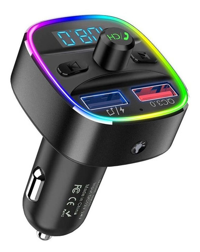 Nulaxy Bluetooth Fm Transmitter For Car, Qc3.0 & 7 Colors Le