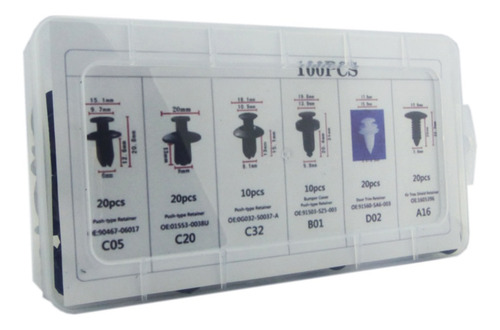 Kit Clicp Plástico Para Carrocería Auto Camioneta