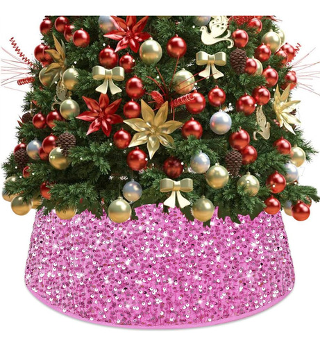 Base De Árbol De Navidad De Lentejuelas Rosa Falda De ...