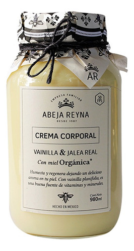 Crema Corporal De Vainilla Abeja Reyna 980ml Con Jalea Real