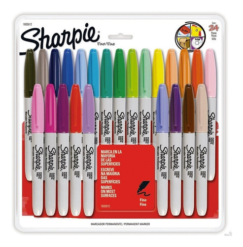 Set 24 Marcadores Permanentes Sharpie Punta Fina Colores