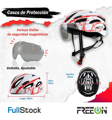 Casco De Bicicleta Con Lentes Tipo Montaña Fon400w Freeon Color Blanco Talla L