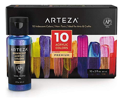 Arteza. Pintura Acrilica Iridiscente, 10 Colores