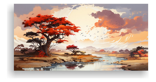 80x40cm Lienzo Moderno Belleza Natural A Acacia Tree Red And