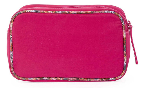Cloe - Cosmetiquera Mediana Textil Para Mujer Color Magenta Diseño De La Tela Liso