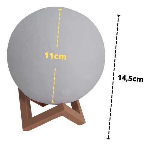 Lámpara realista de luna llena en 3D con soporte, luz amarillenta, color de cúpula: amarillo, color de estructura: ocre