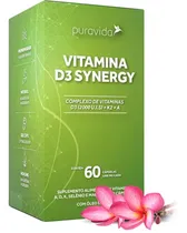 Comprar Vitamina D3 Synergy Pura Vida 60 Cáps + K2 + Mk7 + Magnésio