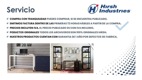 Archivero Metálico 3 Gavetas Carta Blanco Hirsh