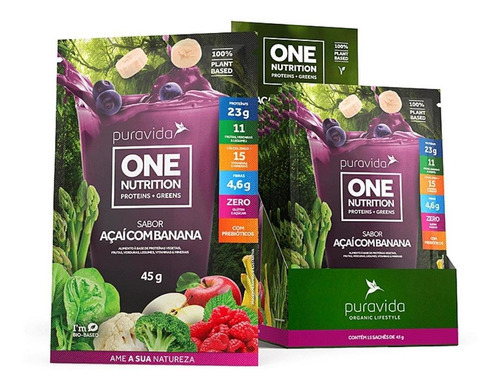 One Nutrition Protein Açaí Banana 15 sobres de 45 g Puravida