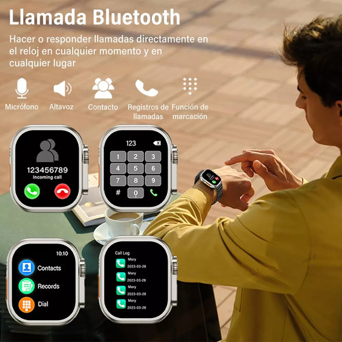 Reloj Inteligente T900 Ultra Isdewatch Smartwatch 49 Mm Para Hombre Y Mujer Compatible Con Ios Y Android Llamadas Notificaciones Deportes Sensor De Ritmo Cardiaco Plata