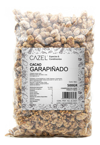 Cacao Garapiñado Azúcar Mascabado 500g  + Envío Gratis