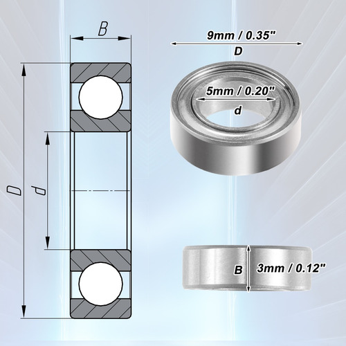 10 Unidades Mr95zz Rolding Balls, 5 X 9 X 3 Mm