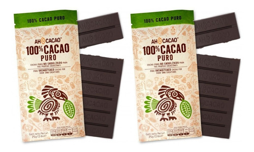 Barra De Cacao 100% Puro Sin Endulzar 2 Piezas