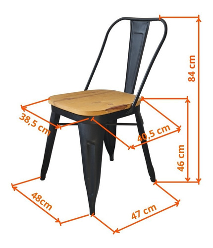 Imagen 2 de 3 de Sillas Tolix Asiento De Madera Made In Cordoba Color Negro