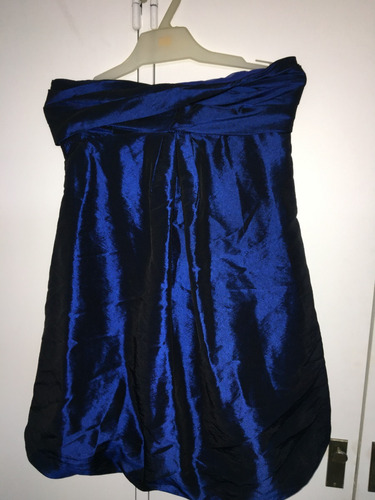 Vestido Azul De Shantung. Ver Descripción.