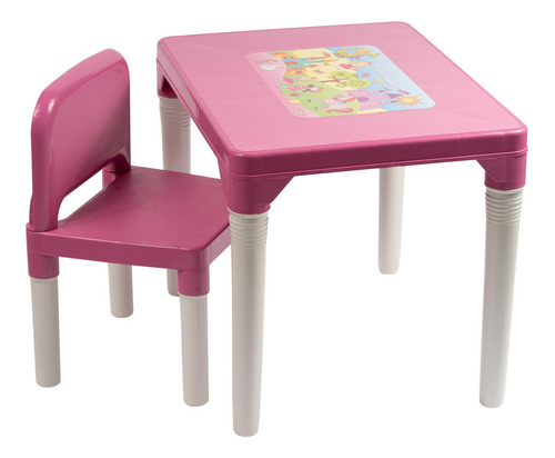 Mesa Infantil Rosa Princesinhas Com Cadeira